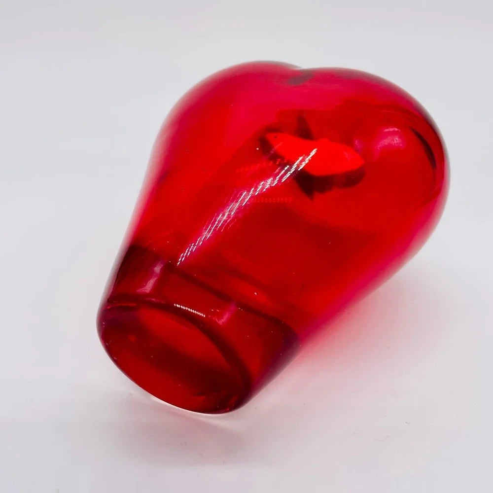Salviati Murano Heart Glass Vase by Maria Christina Hamel Red Clear 1990s